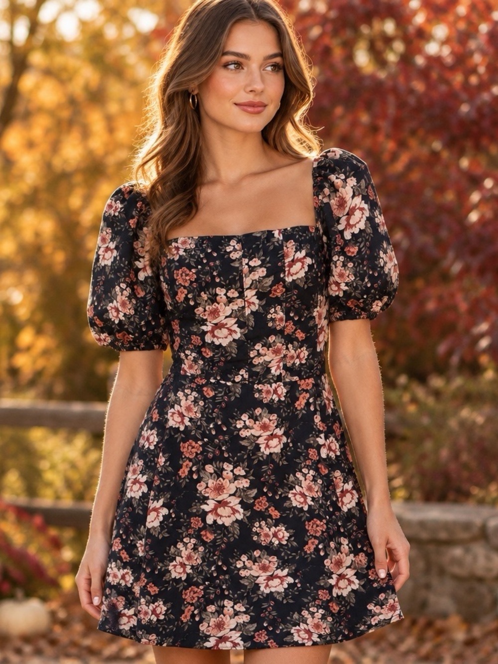 Abercrombie & Fitch Floral Smocked Mini Dress Puff Sleeve Size Small